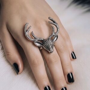 Source Unknown Silver Deer Antler Ring